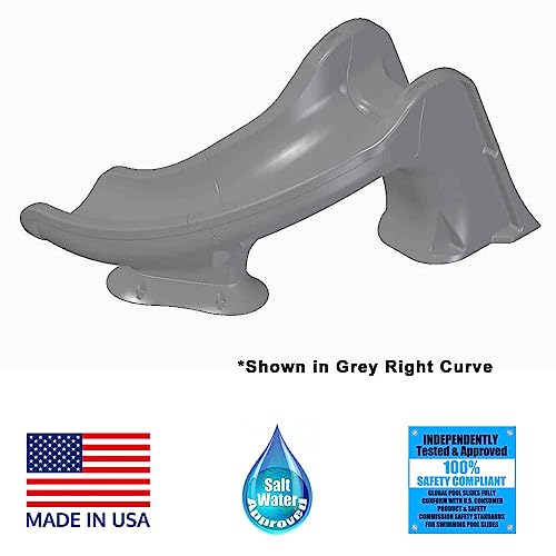Global Pool Products Splash Inground Swimming Pool Water Slide Deck Mounted Right Curve Turn Gray