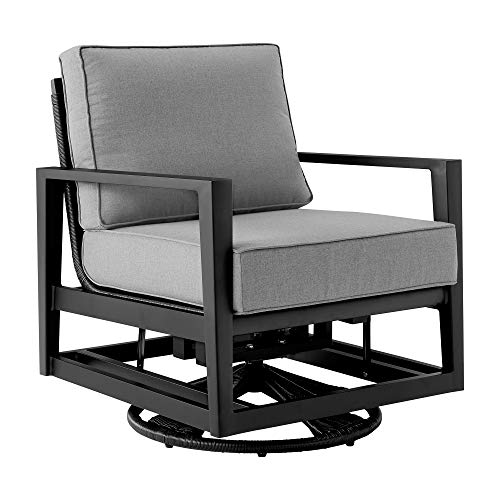 Armen Living Grand Modern Outdoor Patio Swivel Glide Seating Set, 3 Piece Black