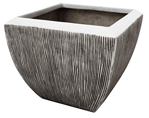 HomeRoots Large Distressed Ribbed Flower Pot Planter Gray