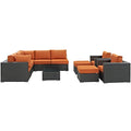 Modway Sojourn Wicker Rattan 10 Piece Outdoor Patio Sectional Set Canvas Tuscan