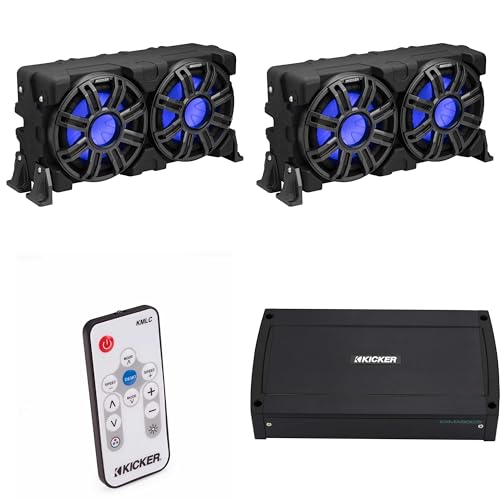 KICKER 10-Inch Loaded Premium Marine Sub Enclosure Bundle with 48KXMA9005 Marine Amp and LED Remote