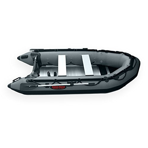 Seamax Heavy Duty Ocean320 10.5ft Inflatable Boat with Aluminum Floor, V Bottom Dark Grey, Red