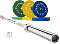 Signature Fitness 210LB Olympic Bumper Plate Set with 7FT Barbell Colored