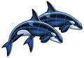 Custom Mosaics Inc. Orca A Double Porcelain Swimming Pool Mosaic 48" x 35" with Shadow
