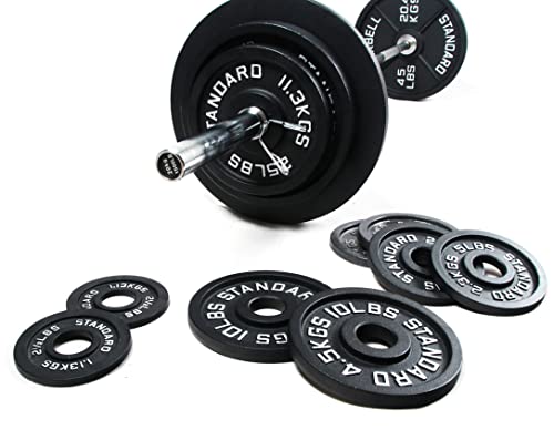 Signature Fitness Cast Iron Olympic Weight Set Black