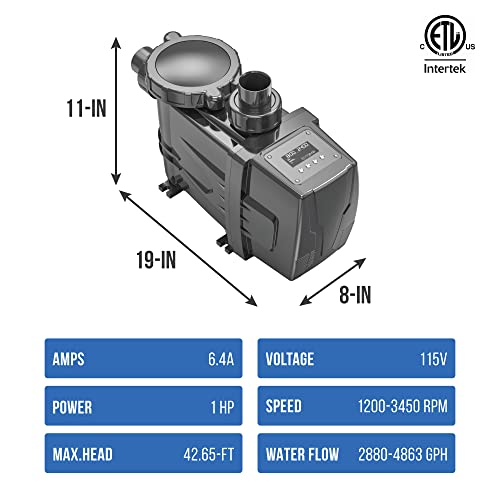 Blue Wave FlowXtreme PRO VS 115V Variable Speed Pool Pump Black