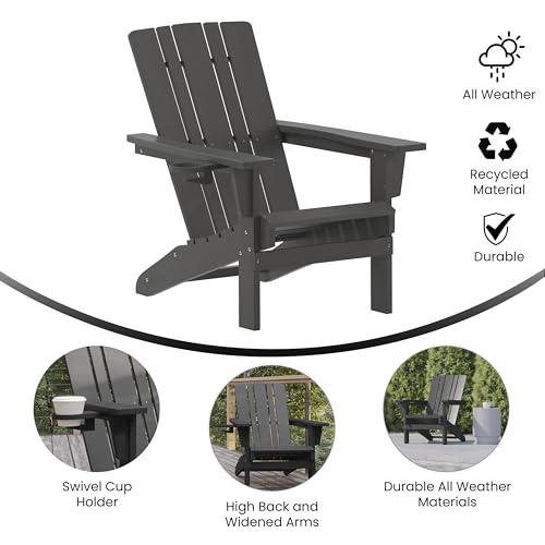 Merrick Lane Ridley Adirondack Chairs Set of 4 Weather Resistant Poly Resin Grey