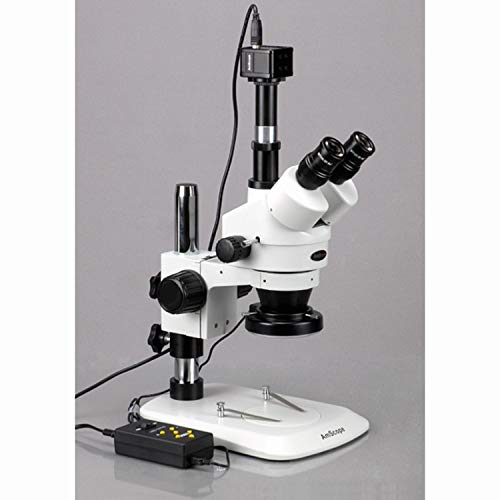 AmScope Digital Trinocular Stereo Zoom Microscope with LED Light Multi