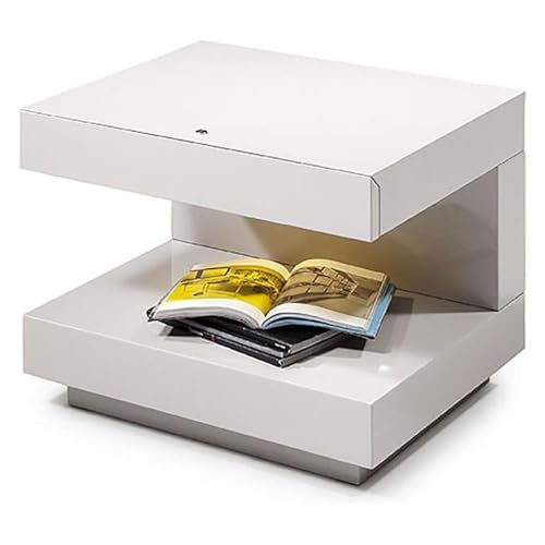 VIG Furniture Limari Home Esso LED Light C-Shaped Nightstand White Glossy