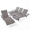 Noble House Crete Outdoor Aluminum Chaise Lounge Set of 4 Grey