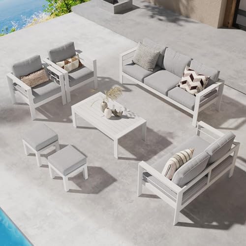 Wisteria Lane Aluminum Outdoor Patio Furniture Set Light Grey