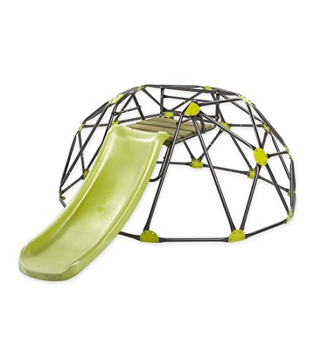 HearthSong Indoor/Outdoor Climbing Dome Play Set with Slide Gray Green