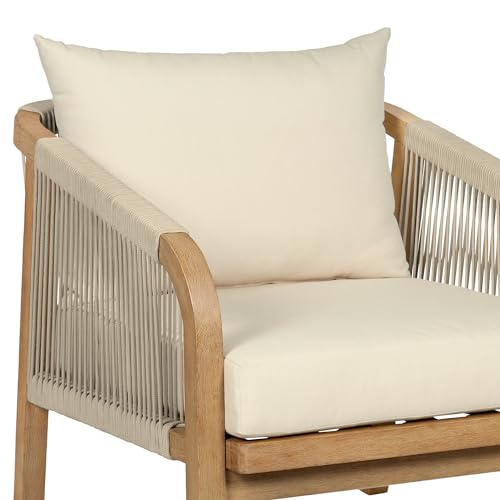 Armen Living Cypress Modern Outdoor Patio Conversation Set, 4 Piece Ivory
