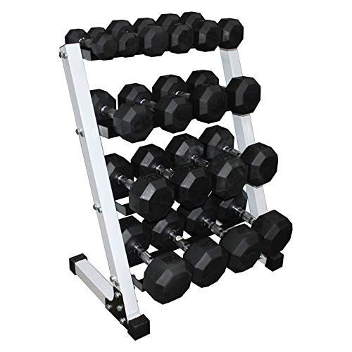 Ader Sporting Goods Rubber Dumbbells Set with Rack Black