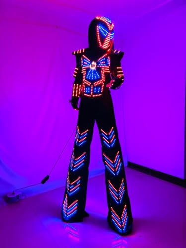Earthradius LED Robot Costume Suit with Gloves & Lighted Helmet Multicolored Medium