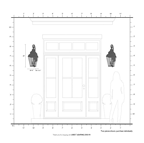 Livex Black Exeter 3 Light Outdoor Wall Lantern