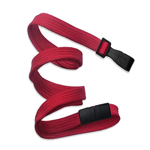 ID Zone Red Flat Braid Break-Away Lanyards with Plastic Hook 3/8" Wide (1000 Pack)