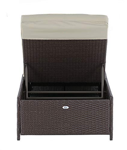Serta Brown Resin Wicker Outdoor Patio Storage Chaise Lounge Beige