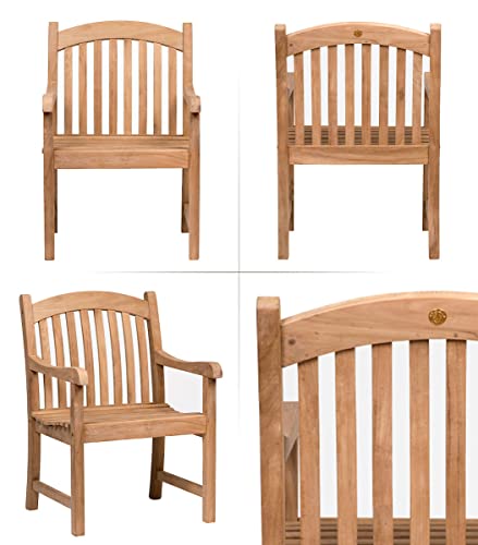Amazonia Newcastle 9-Piece Outdoor Dining Table Set Certified Teak Light Brown