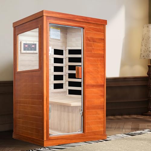 HOSAUNA Far Infrared Indoor Sauna for 1 Person with Control Panel
