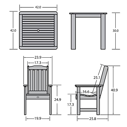 Highwood Lehigh 5-Piece Square Dining Set 42-Inch Federal Blue