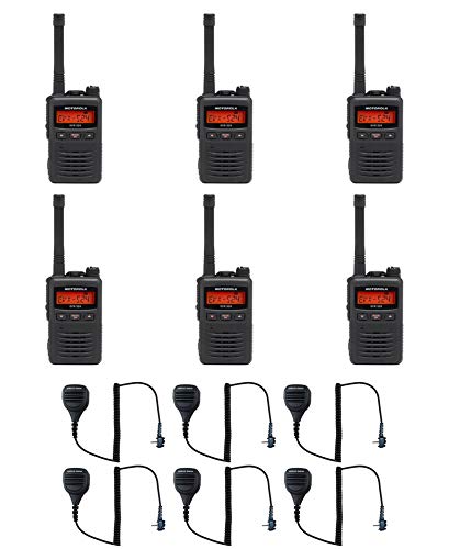 SR-Moto MEVX-S24-BLK UHF Portable Radio 403-470MHz 3 Watt 256 Channel with M4013 Speaker Microphone 6 Pack