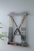 Playcraft X Style Hardwood 8 Cue Billiard Equipment Wall Rack Pewter