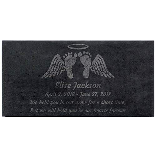PlaqueMaker Black Granite Memorial Headstone for Infant or Child - Personalized Sympathy Gift (24 x 12 x 4)
