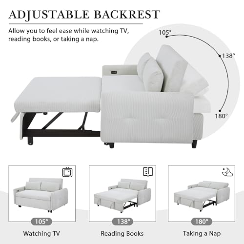 NDPQN 57" Convertible Loveseat Sofa Bed Light Blue