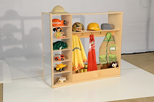Wood Designs Baltic Birch Toddler Dress-Up Station with Mirror & Hooks
