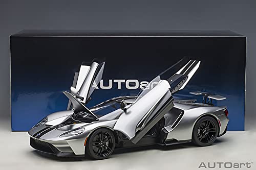 AUTOart 2017 Ford GT Ingot Silver Metallic Model Car 1/12 Black Stripes