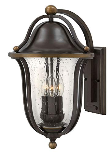 Hinkley Bolla Medium Wall Mount Outdoor Lantern 3-Light Clear Seedy Glass Olde Bronze