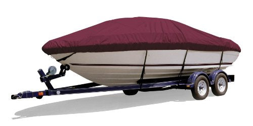TaylorMade Survivor Marine Products Boat Cover for Euro Style Walk Around Cuddy Cabin Boat 26-Feet 5-Inch to 27-Feet 4-Inch Cranberry