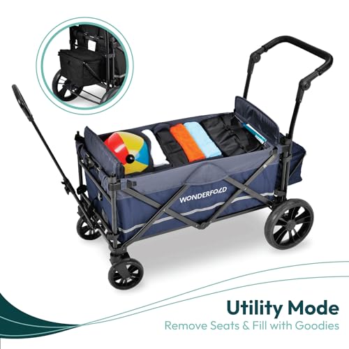 WONDERFOLD X2M Push & Pull Stroller Wagon 2 Seater Black