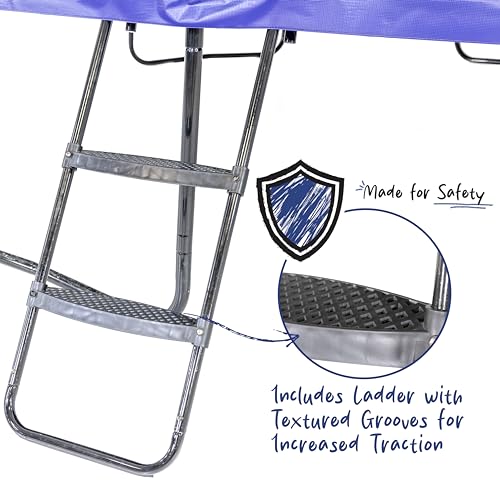 123 Jump 14FT Outdoor Trampoline with Safety Enclosure and Ladder Black/Blue