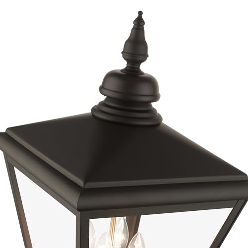 Livex 27376-07 Adams 4 Light Outdoor Post Top Lantern Black/Brushed Nickel