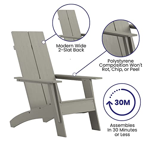 Flash Furniture Set of 4 Sawyer Modern Adirondack Chairs Gray