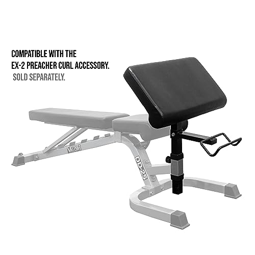 Valor Fitness Adjustable Bench with Leg Support - 7 Position Back Pad, 4 Position Seat Pad - DD-25 Adjustable Bench with Wheels