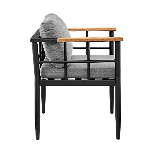 Armen Living Beowulf Modern Outdoor Patio Dining Set, 7 Piece, Black