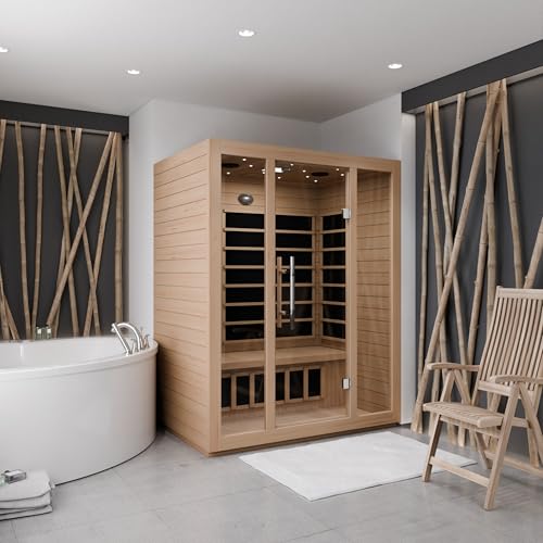 SteamSpa 3 Person Hemlock Wooden Indoor Sauna with Bluetooth & Touch Control