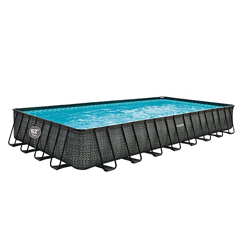 Funsicle Oasis Designer Above Ground Swimming Pool Set Dark Herringbone Gray