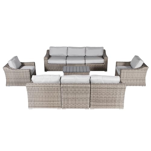 Living Source International 9-Piece Outdoor Conversation Set with Cushions Grey
