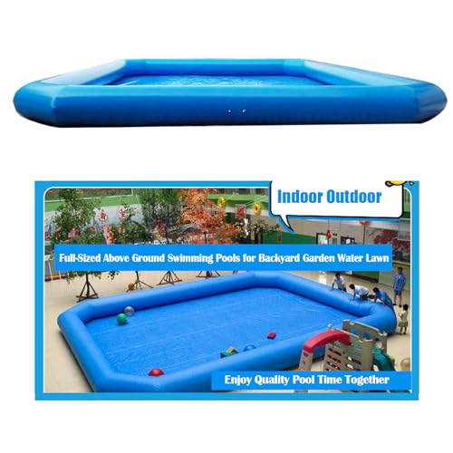 EQCOTWEA Oversized Inflatable Swimming Pool with 110V Blower Blue