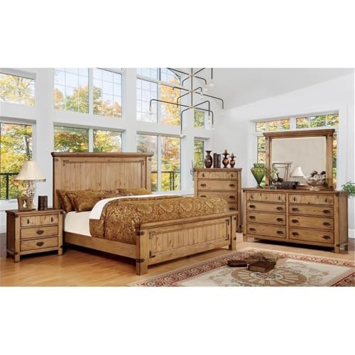 BOWERY HILL Transitional 3-Drawer Wood Nightstand Weathered Brown Elm