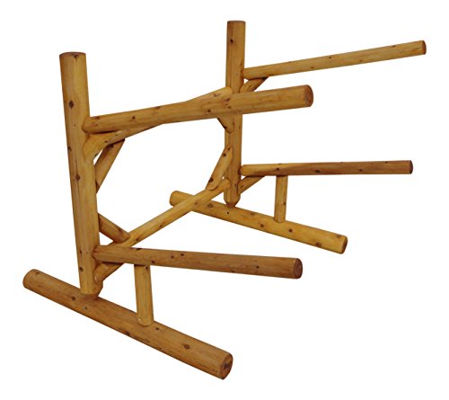 Log Kayak Rack Freestanding 2-Place Kayak Storage System Natural Finish