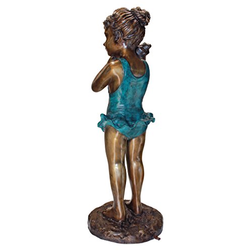 Design Toscano Shell Sounds Standing Girl Garden Statue Two Tone Bronze & Verdigris