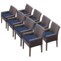 Afuera Living Contemporary Patio Dining Arm Chair Set of 8 Extra Navy Covers