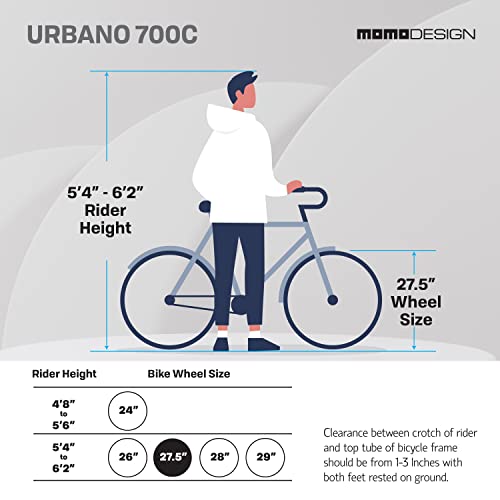 MOMODESIGN Hybrid Bike Shimano 21 Speeds with Disc Brake, 700C Anti-Puncture Wheels Gray