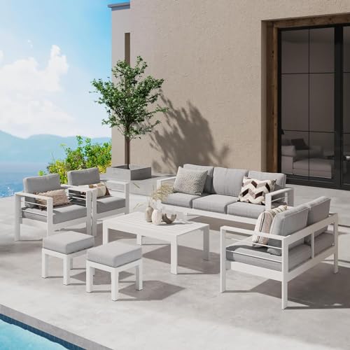 Wisteria Lane Aluminum Outdoor Patio Furniture Set Light Grey