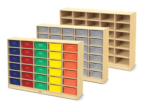 Jonti-Craft 30 Mobile Storage with Colored Tubs White